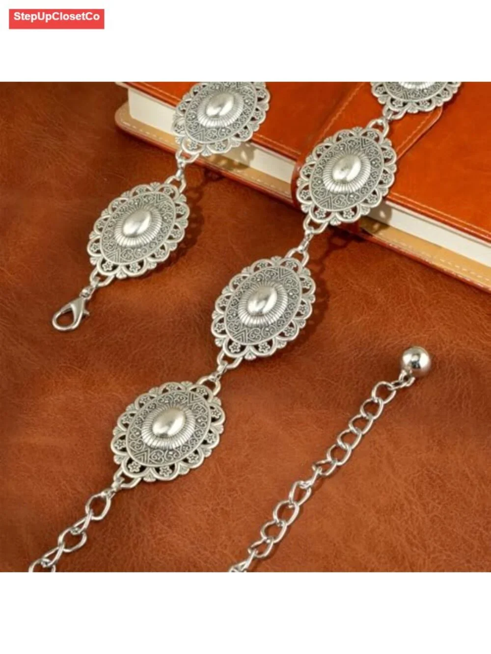 Vintage Square Link Waist Chain Belt for Women, Adjustable Metal Chain Belt